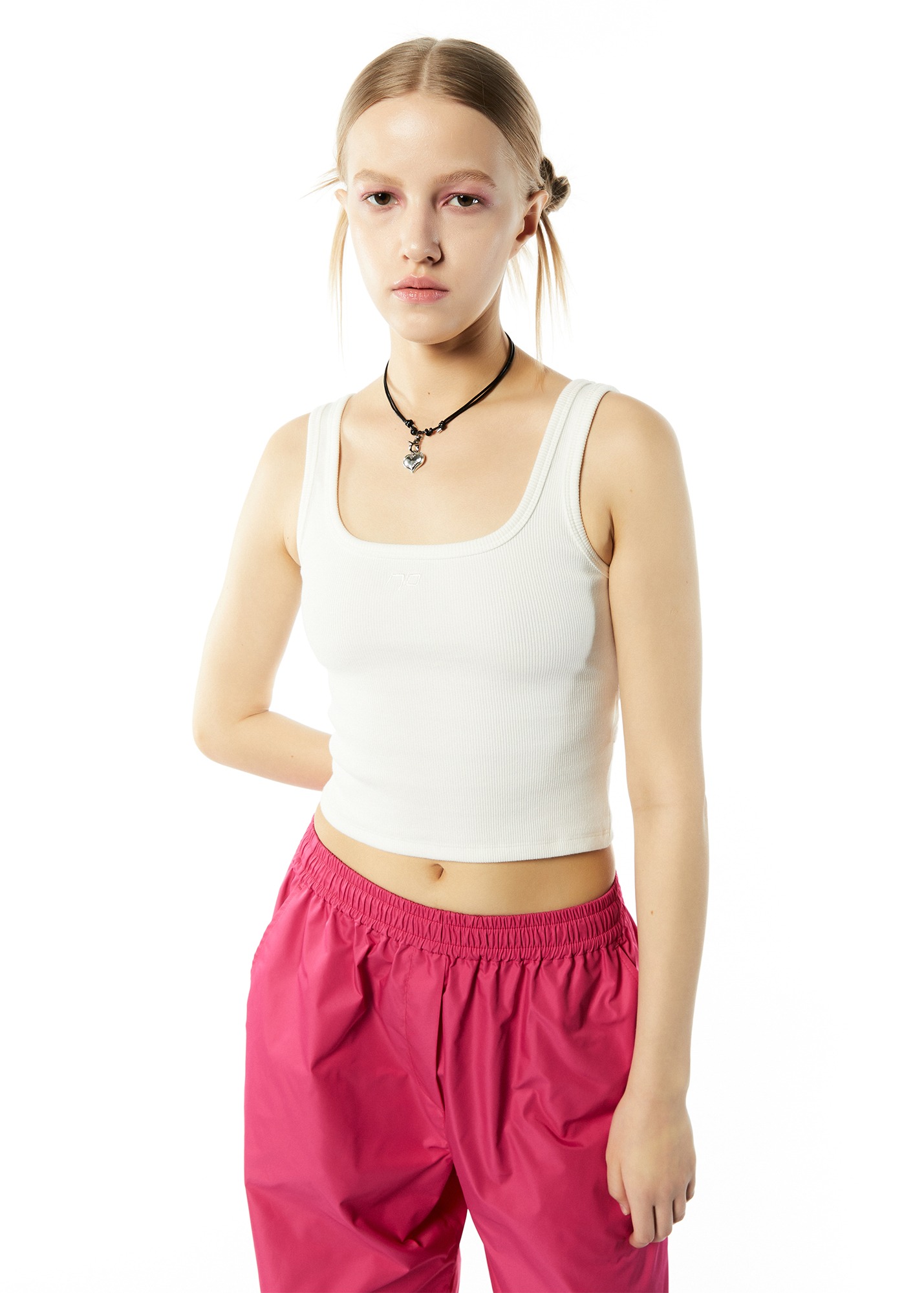 1710 CUT OUT CROPPED TANK TOP WHITE