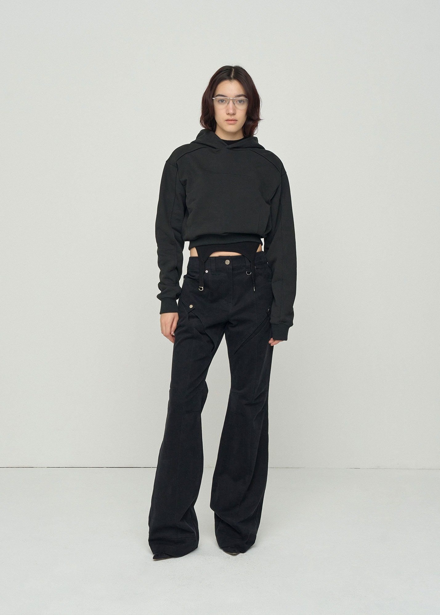 CUT-OUT BOOTSCUT TROUSERS BLACK