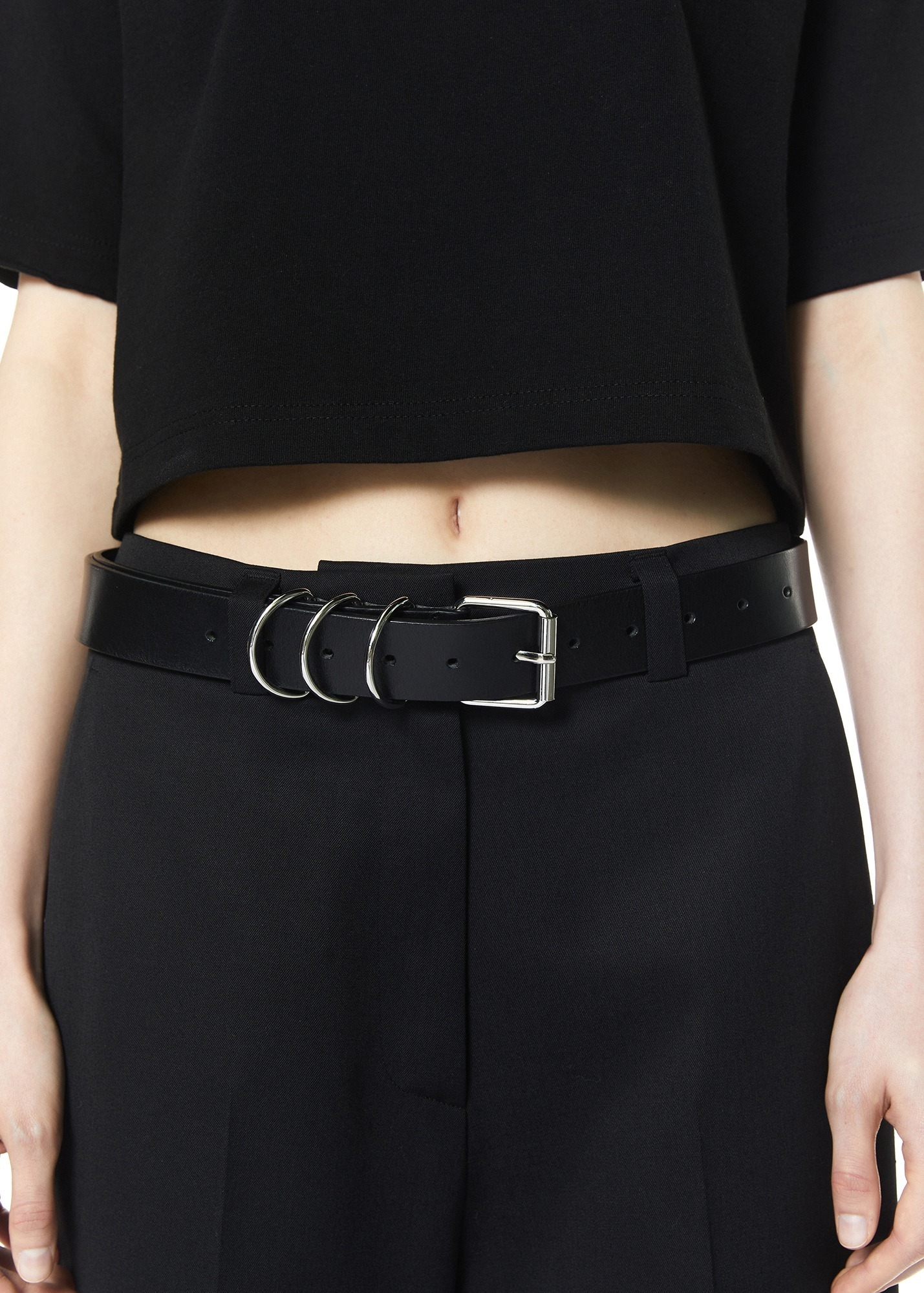 [4TH REORDER] SQUARE BUCKLE LEATHER BELT BLACK