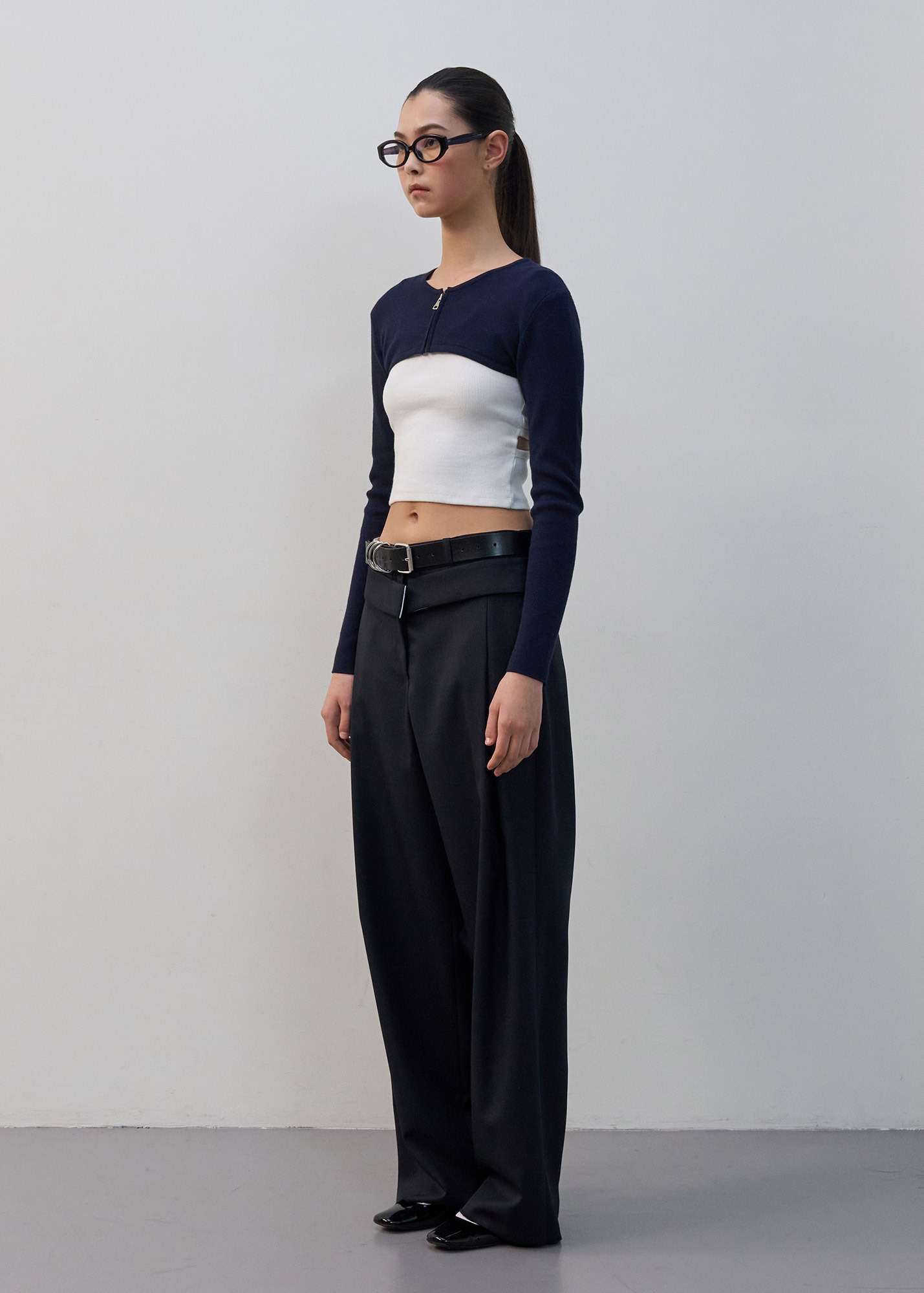 LCDC™,LAYERED WAIST DETAIL WIDE TROUSERS (NAVY)