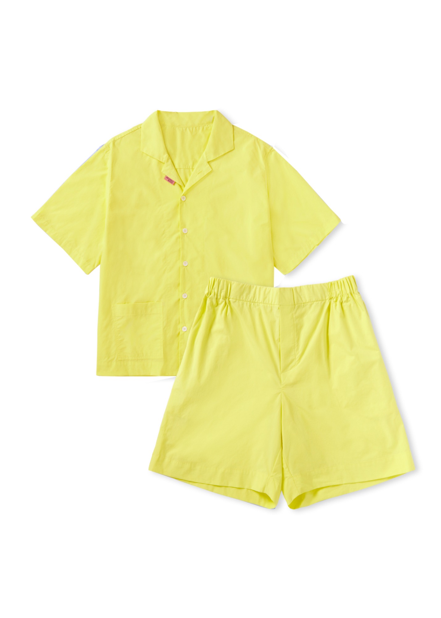 Pure Cotton Solid Pajama Set, Lemon,FRANKLY