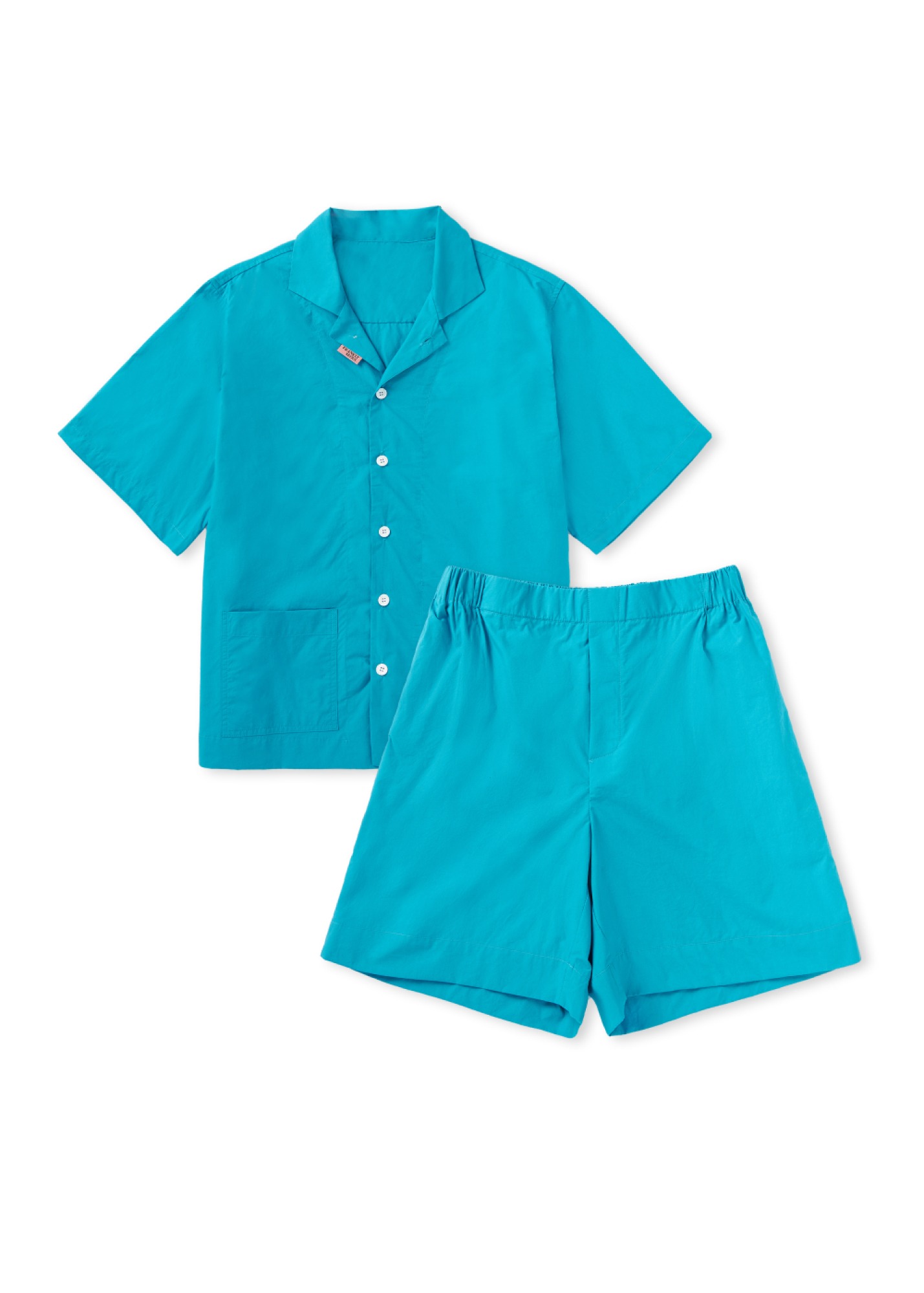 Pure Cotton Solid Pajama Set, Aqua Blue,FRANKLY