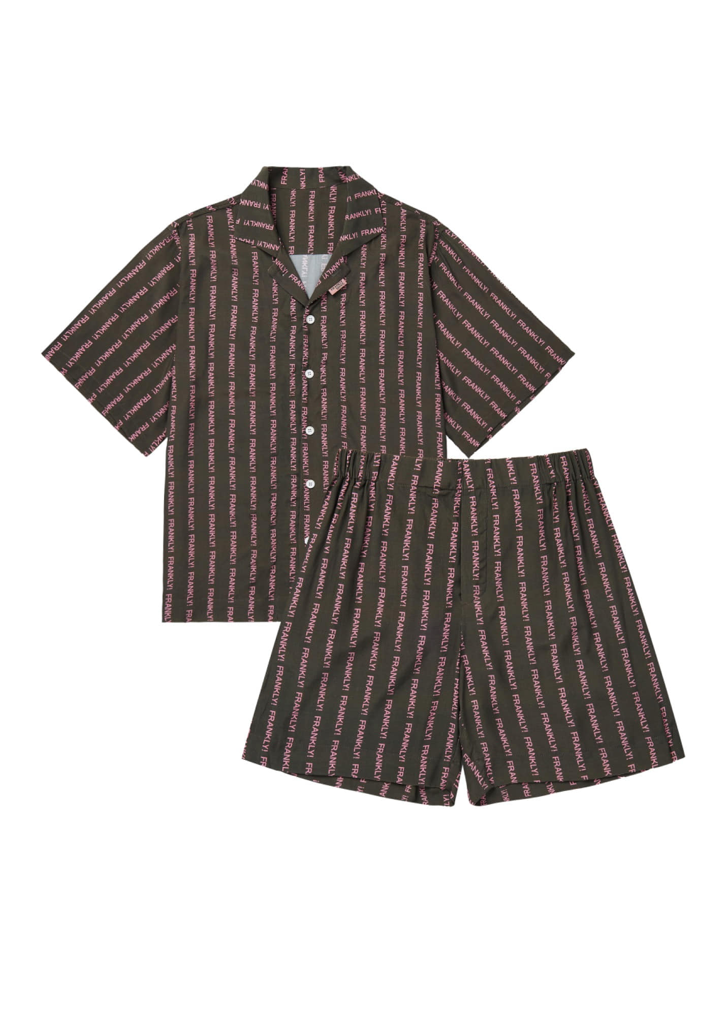 Vertical Logo Pajama Set, Brown,FRANKLY